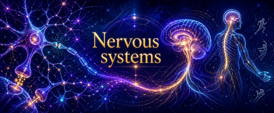 Nervous system showing signals, integration, motor command and organized response.