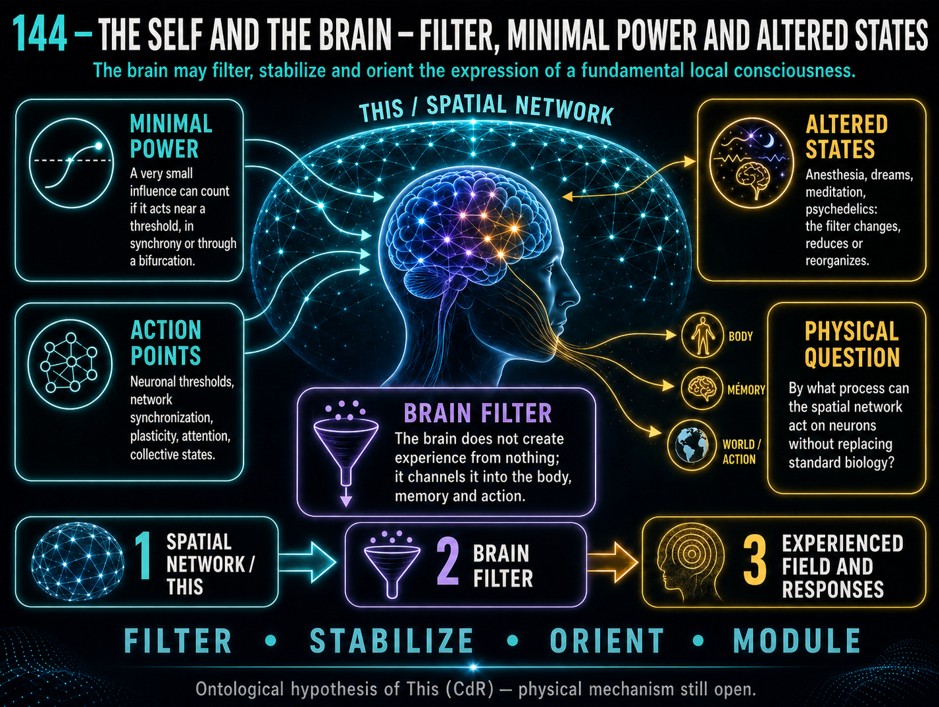 CELA and the brain, filter, minimal power and altered states.