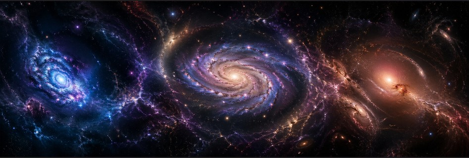 Silhouettes de galaxies, de jeunes et compactes à anciennes et diffuses.