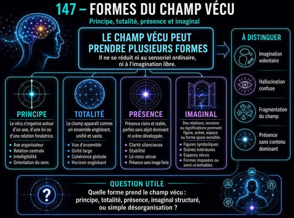 Formes du champ vécu, principe, totalité, présence et imaginal.